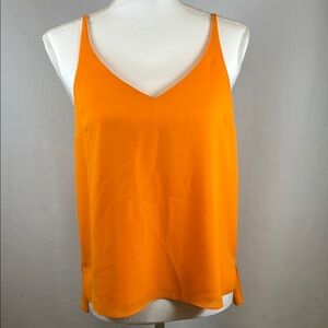 Topshop Petite Vibrant Orange V-Neck Camisole Swing Top Size 6P Tank